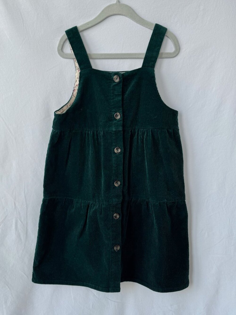 Chelsea & Violet Girls Green Corduroy Button Front Jumper Dress Size 6